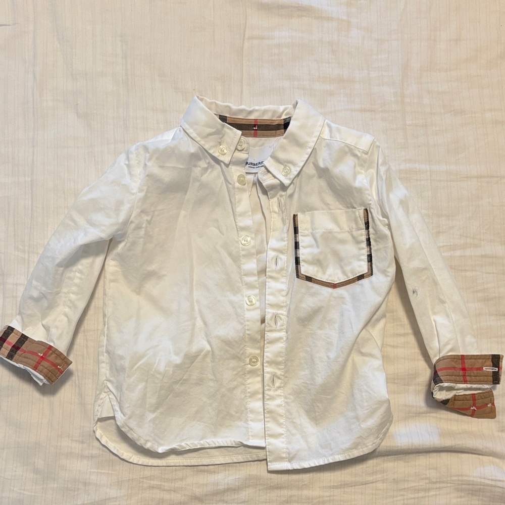 Burberry White Shirt with Plaid Accents